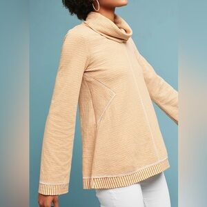 Maeve Tal Cowl Neck Tunic Women’s Size XS White & Yellow Stripes